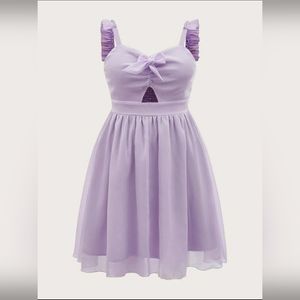 Plus Ruffle Trim Bow Front Cut Out Cami Dress